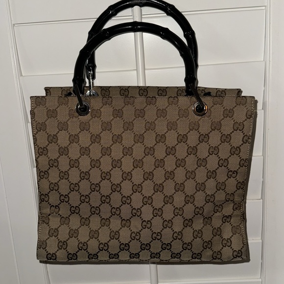 AUTHENTIC GUCCI Vintage GG Canvas Bamboo Tote (Tom Ford Era) 2way rare🎍 - Picture 11 of 13